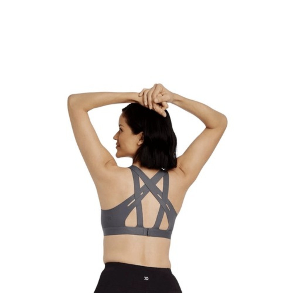 All In Motion Medium Support Dark Grey Sports Bra Strappy Back Size Small‎